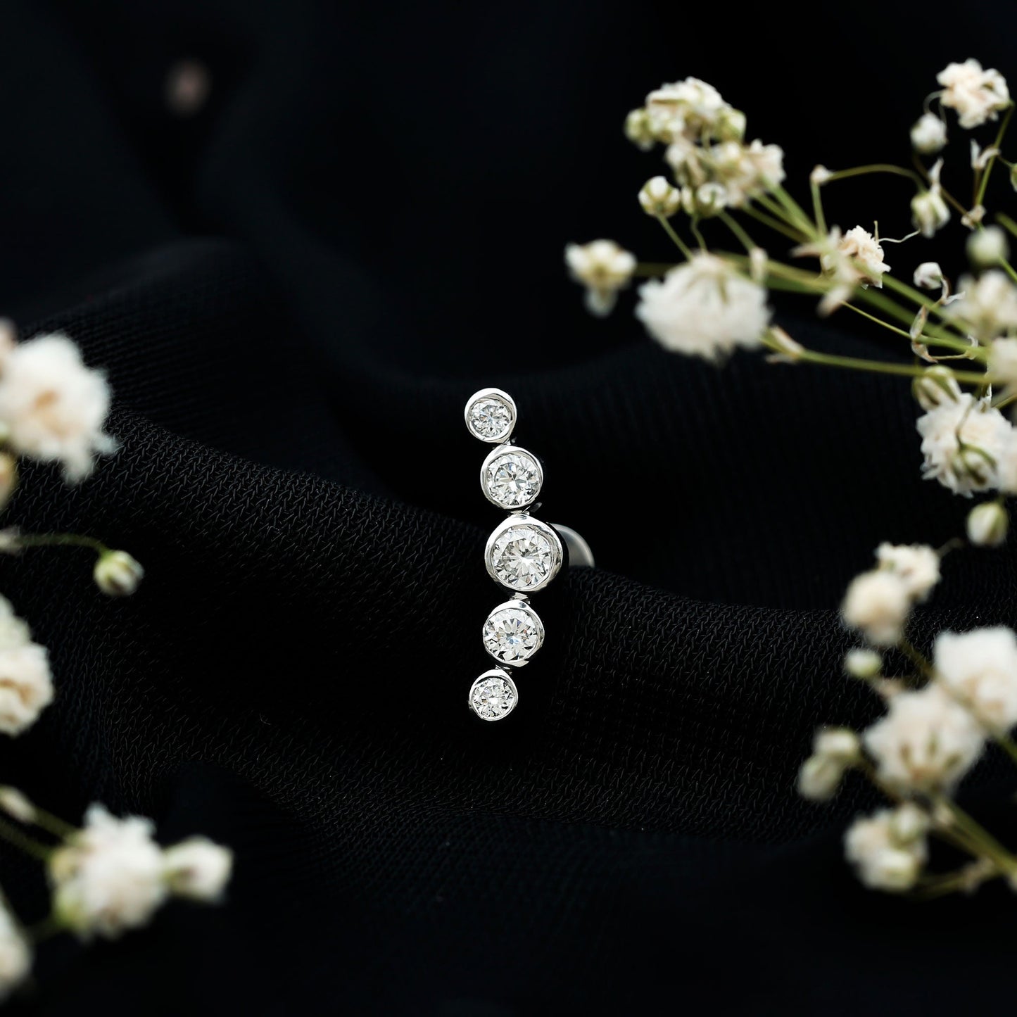 Graduated Style Diamond Crawler Earring for Helix Piercing