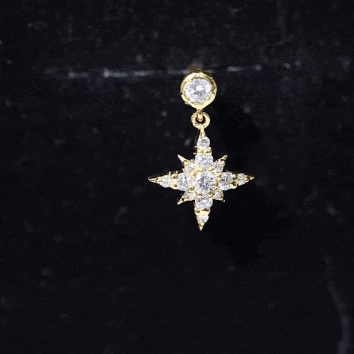Certified Diamond Starburst Drop Earring for Helix Piercing