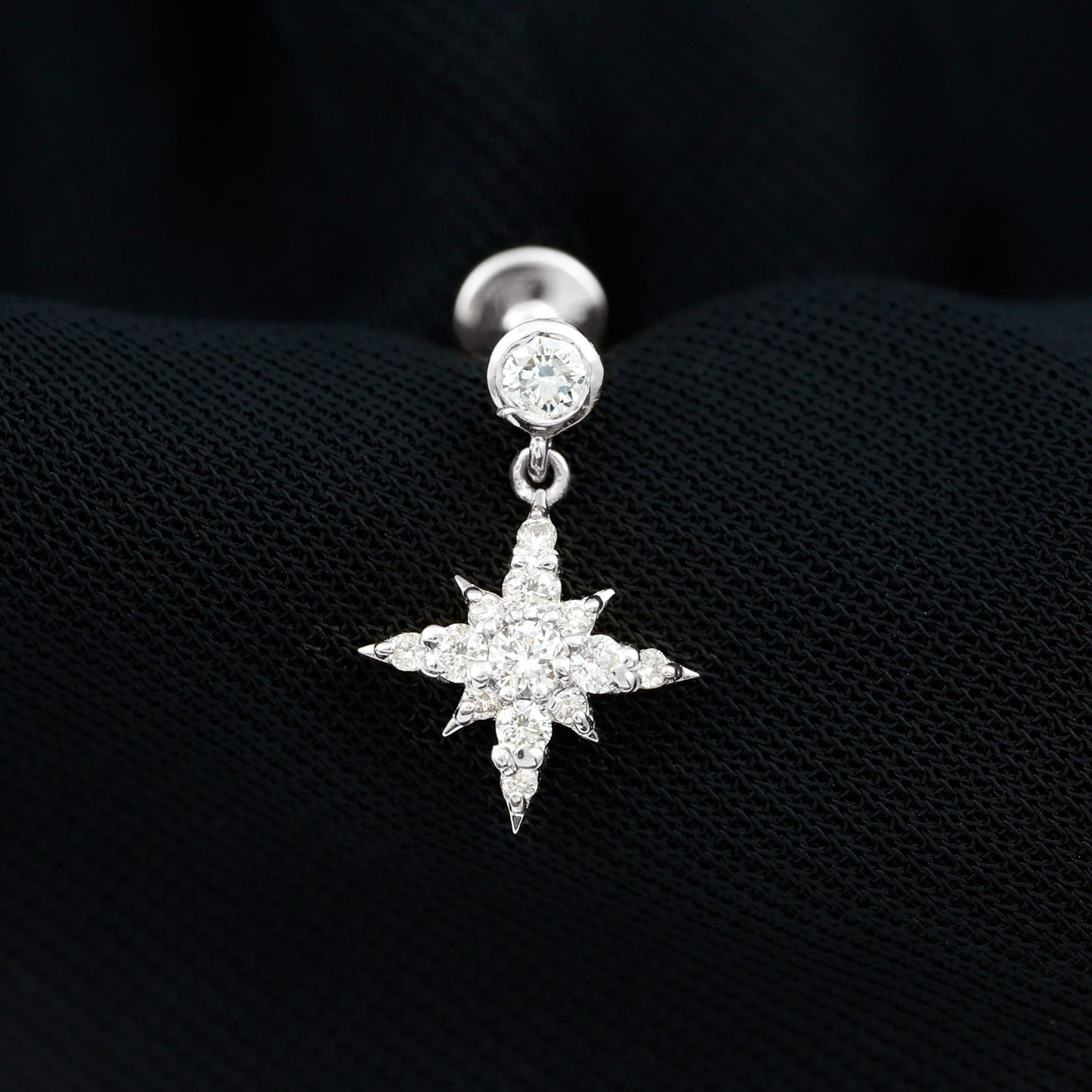 Certified Diamond Starburst Drop Earring for Helix Piercing