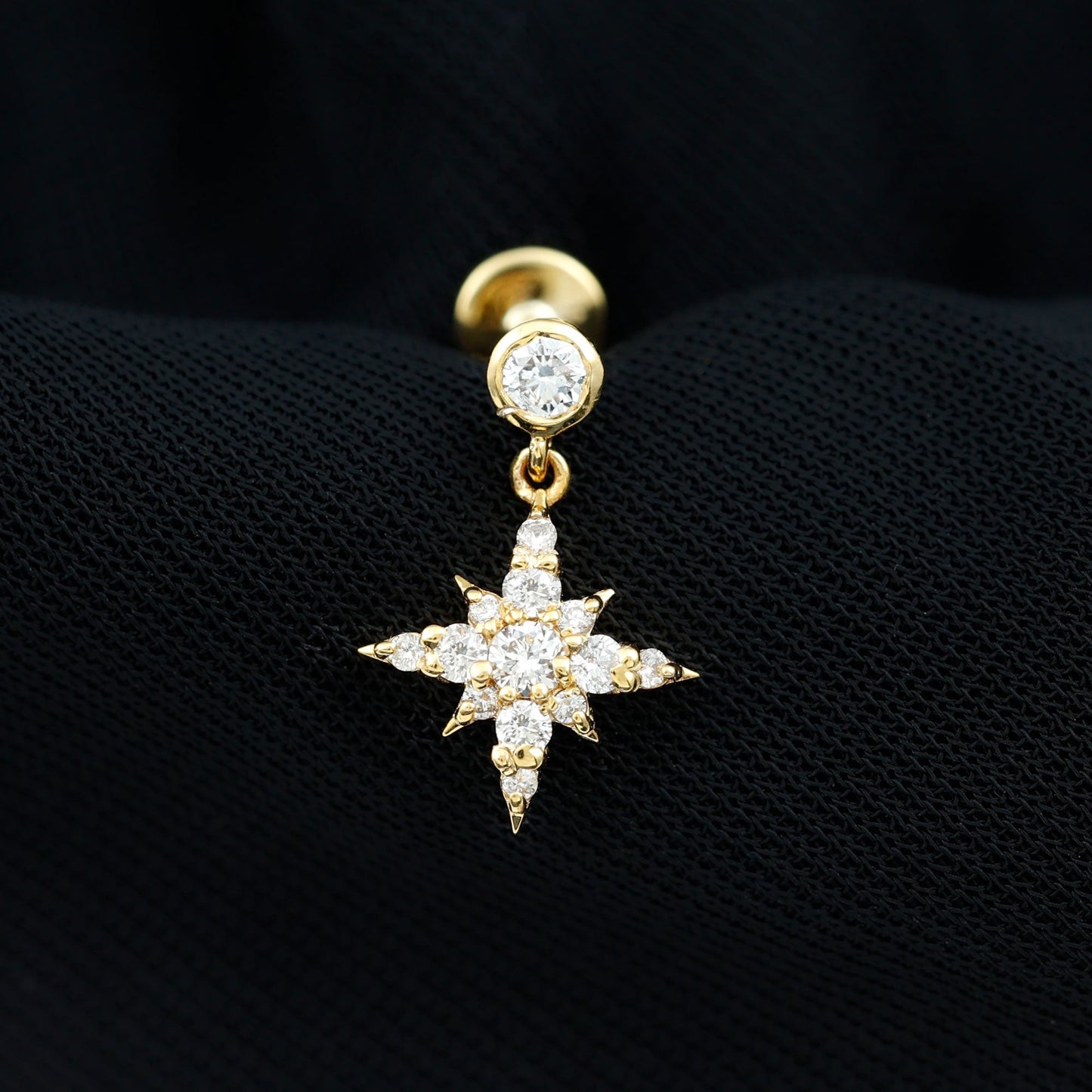 Certified Diamond Starburst Drop Earring for Helix Piercing