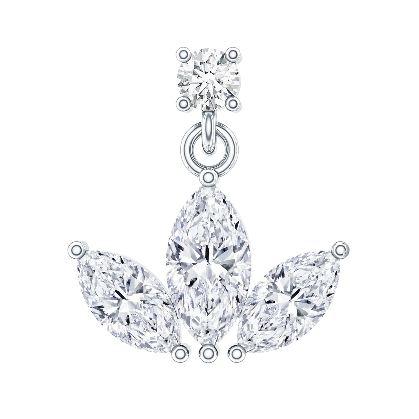 Marquise Diamond Lotus Cartilage Drop Earring