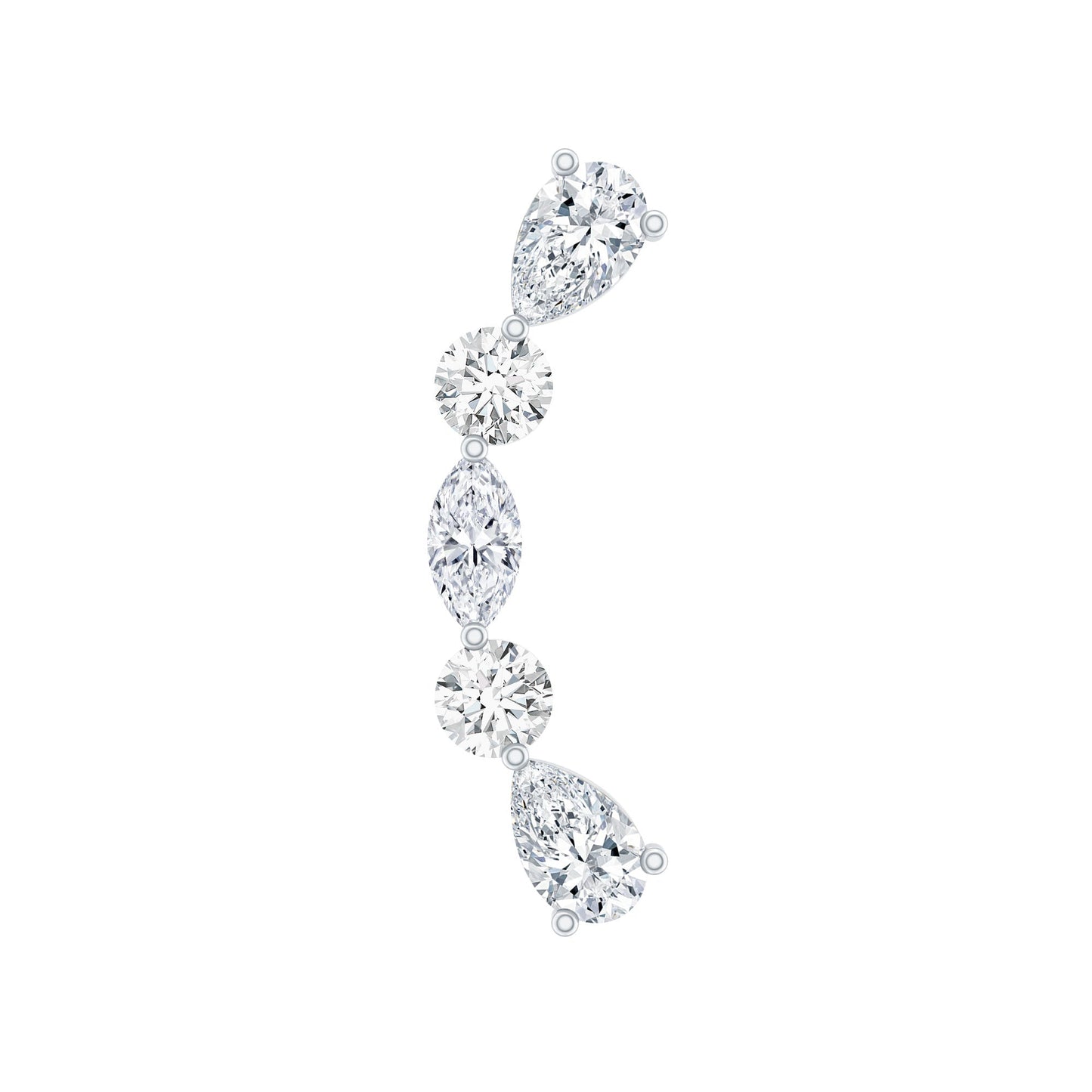 Simple Diamond Curved Crawler Earring for Helix Piercing