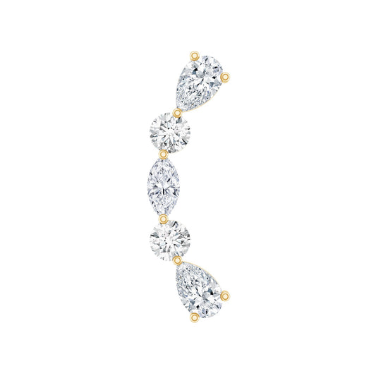 Simple Diamond Curved Crawler Earring for Helix Piercing