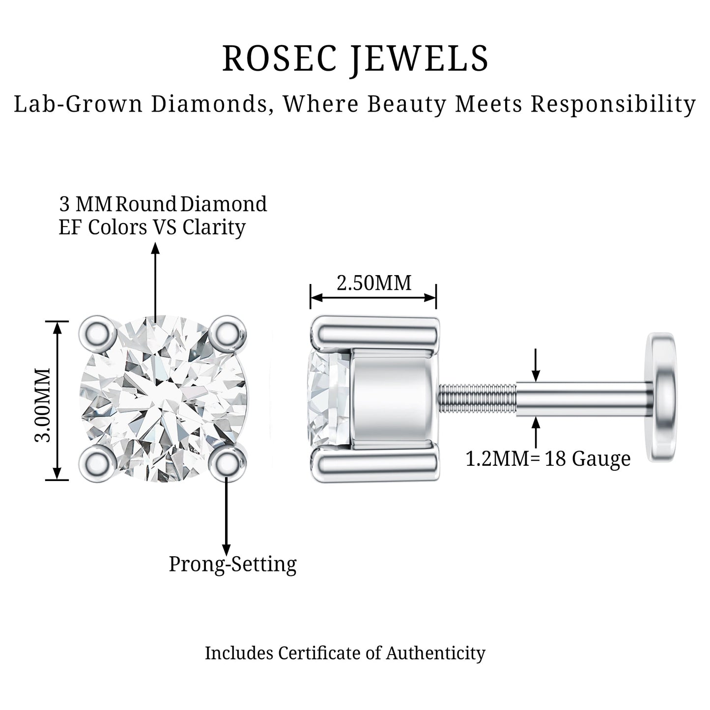 Minimalist Diamond Solitaire Tragus Earring