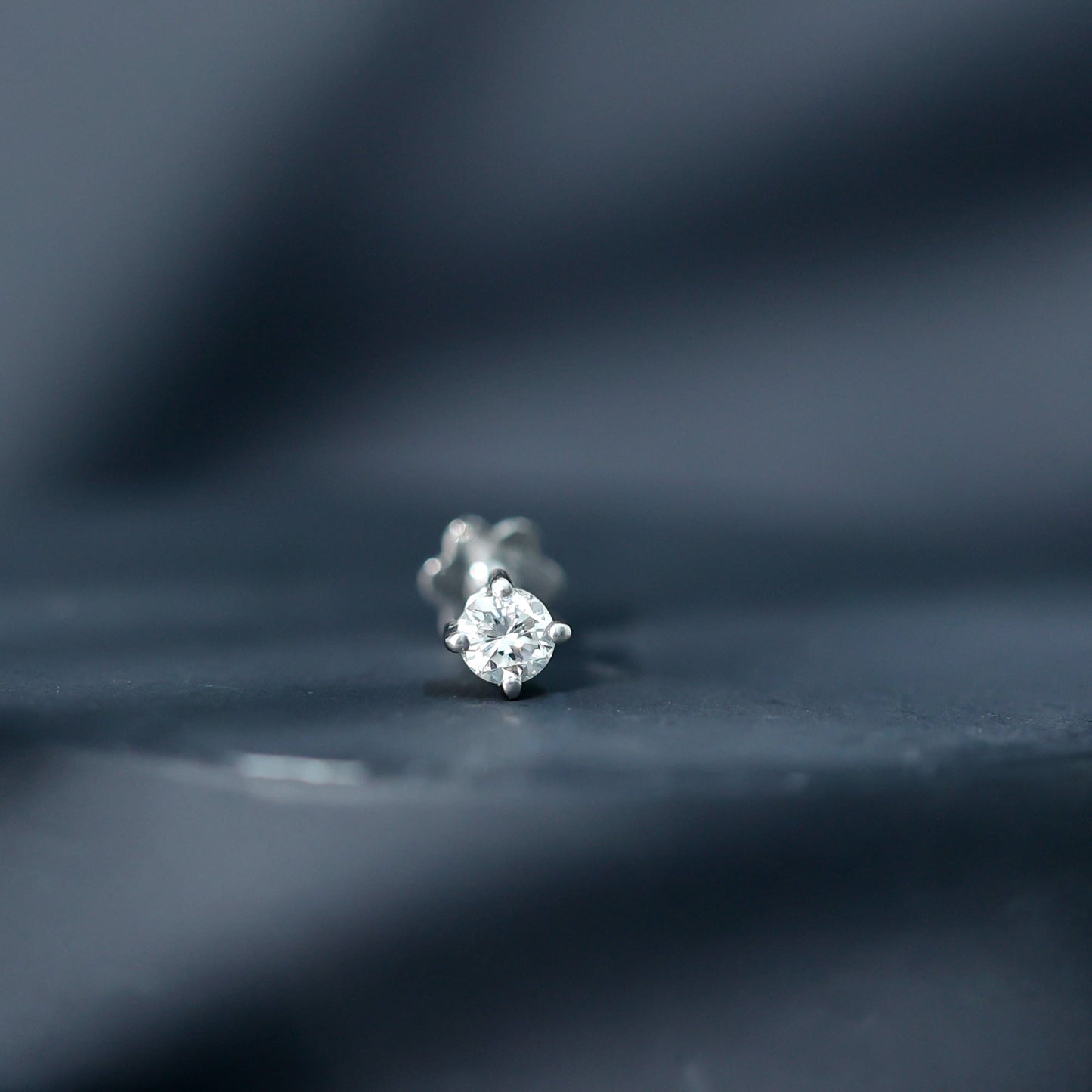 Minimalist Diamond Solitaire Earring for Tragus Piercing