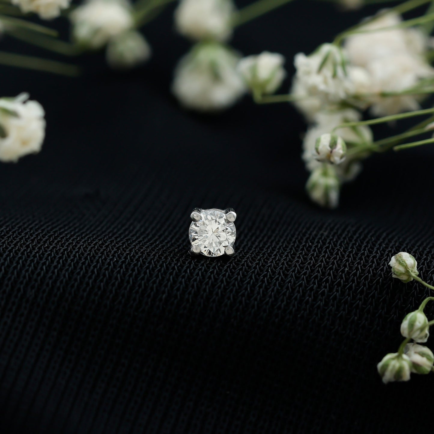 Minimalist Diamond Solitaire Earring for Tragus Piercing
