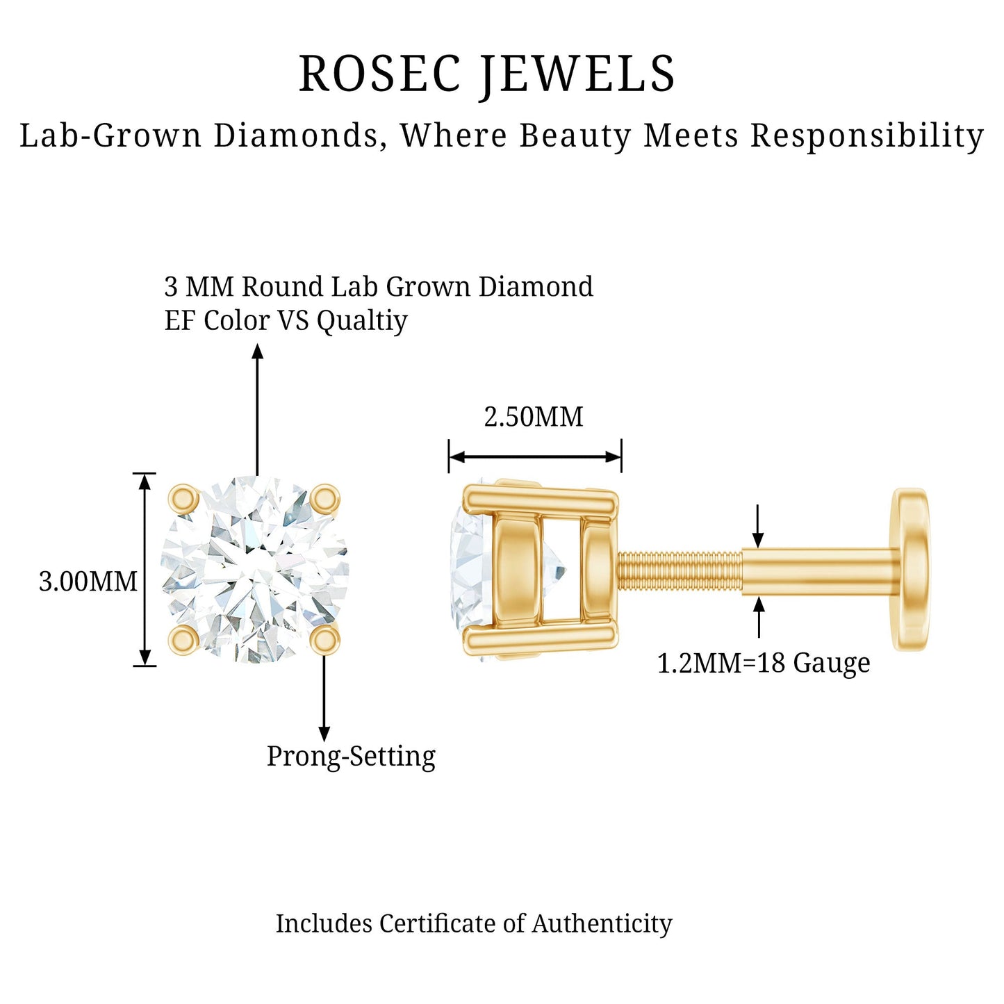 Minimalist Diamond Solitaire Earring for Tragus Piercing