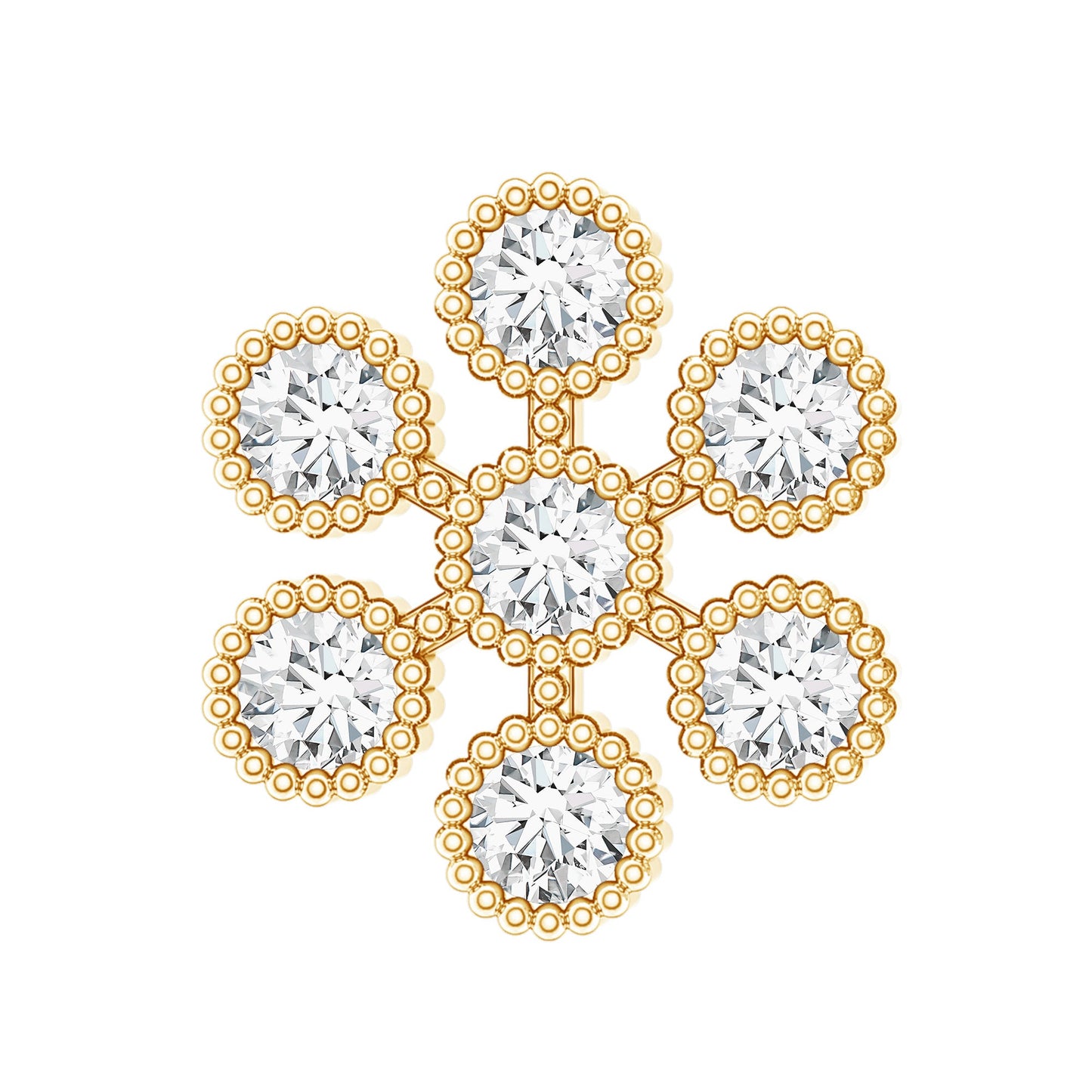 Round Diamond Flower Earring in Beaded Bezel Setting