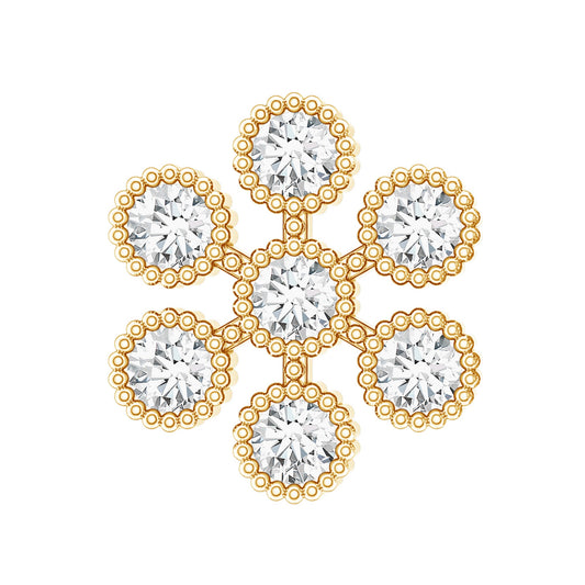 Round Diamond Flower Earring in Beaded Bezel Setting