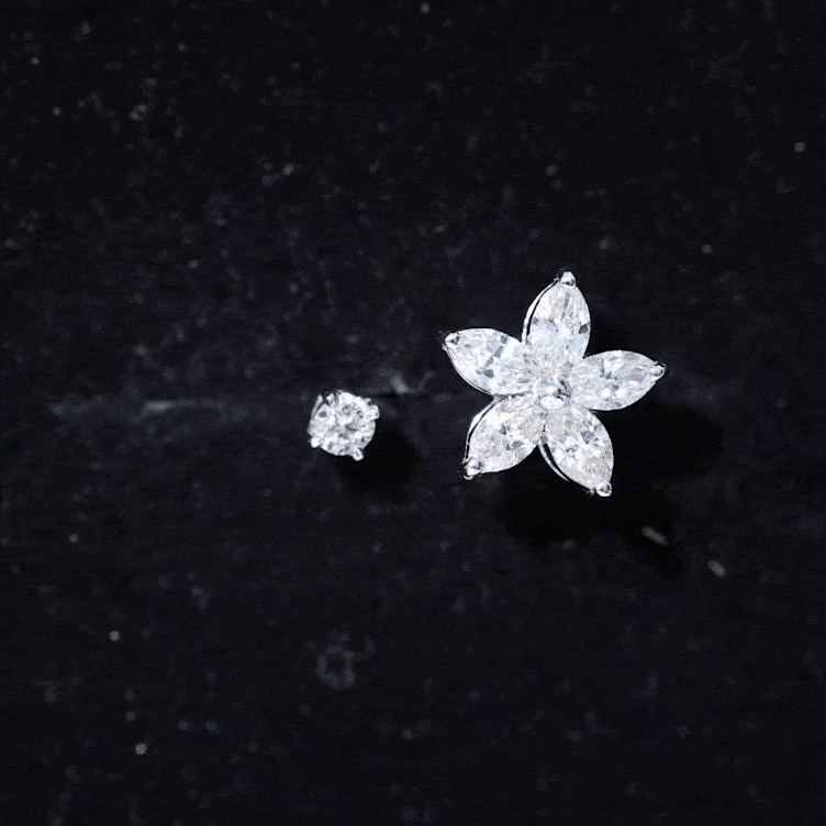 Marquise Diamond Flower Cartilage Earring Set