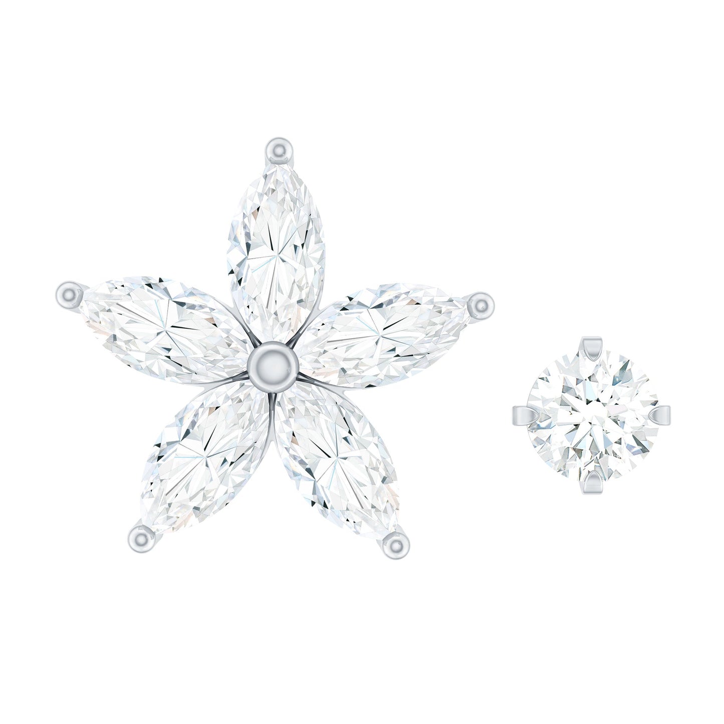 Marquise Diamond Flower Cartilage Earring Set