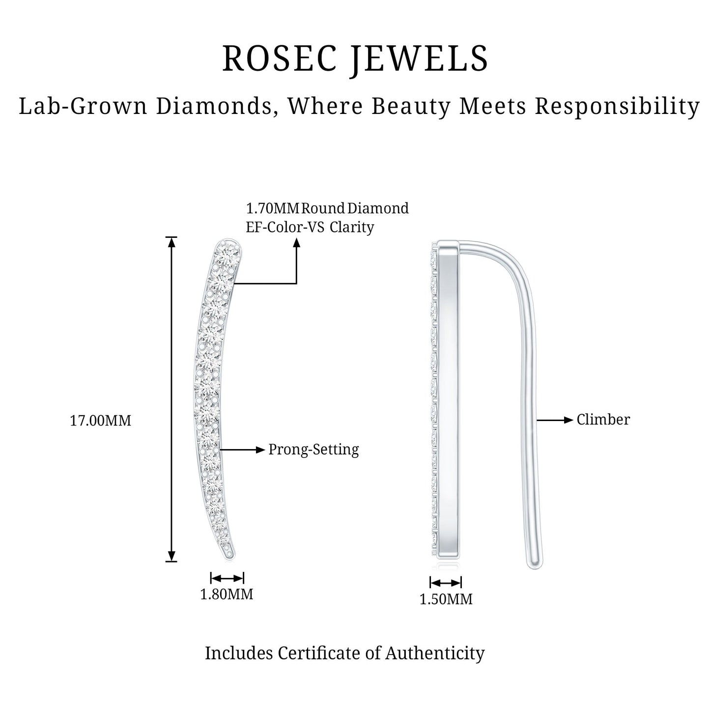 Graduated Style Diamond Climber Helix Earring