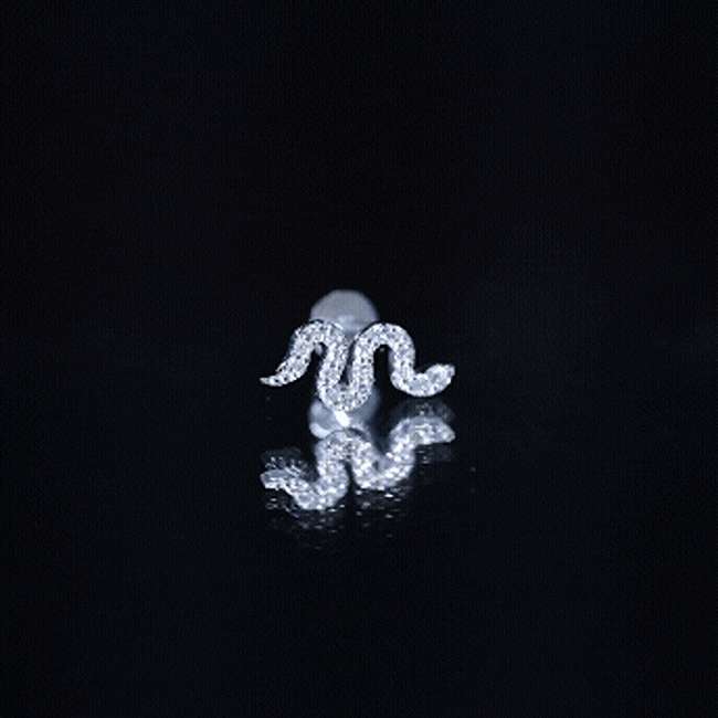 Certified Diamond Snake Earring for Cartilage Piercing