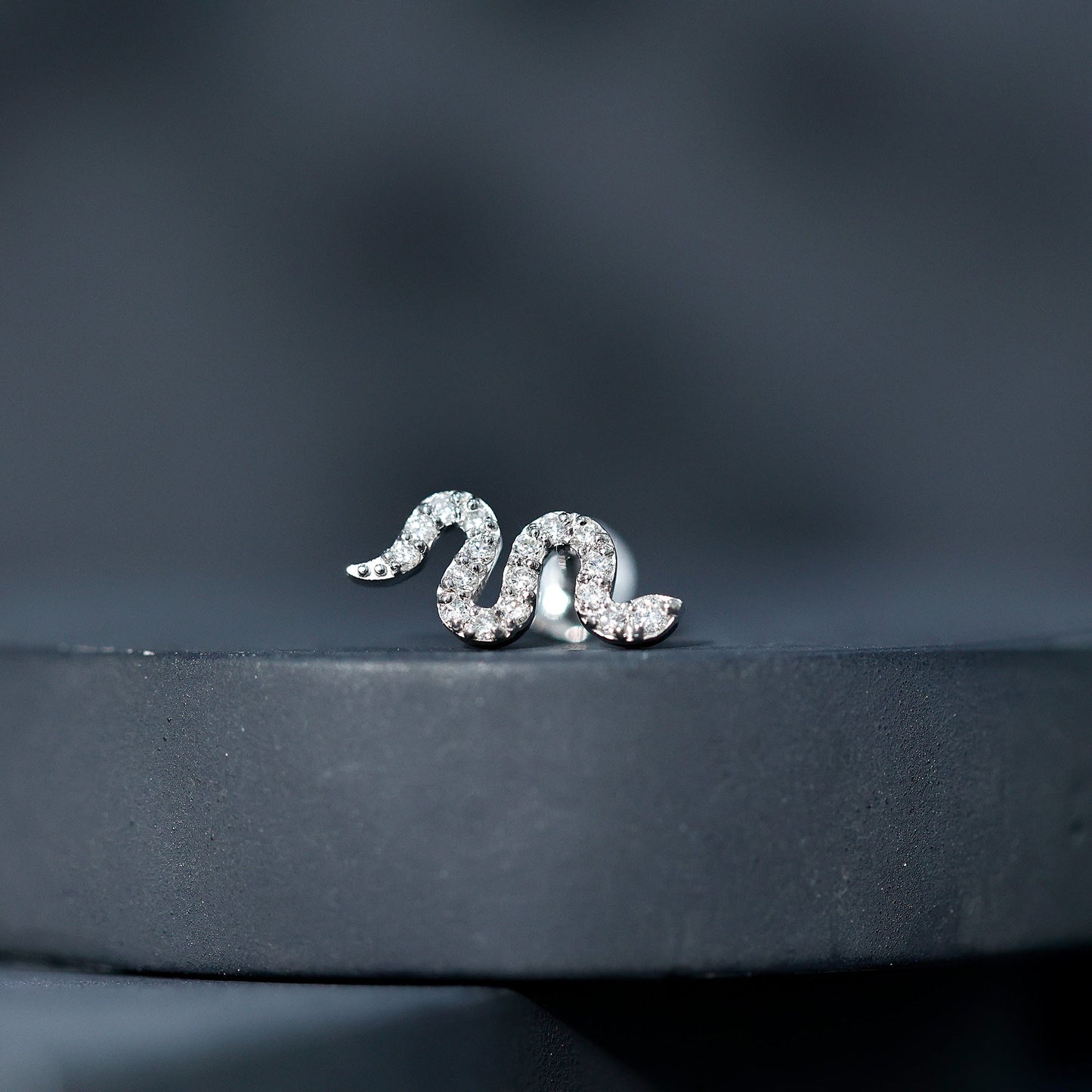 Certified Diamond Snake Earring for Cartilage Piercing