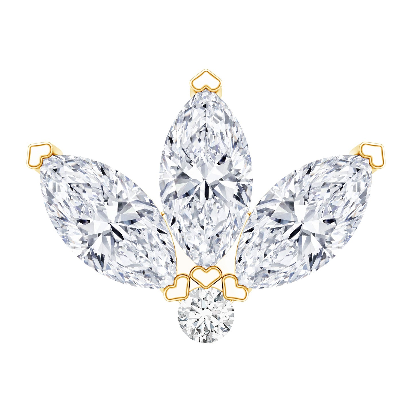 Marquise Cut Diamond Lotus Flower Earring for Cartilage Piercing