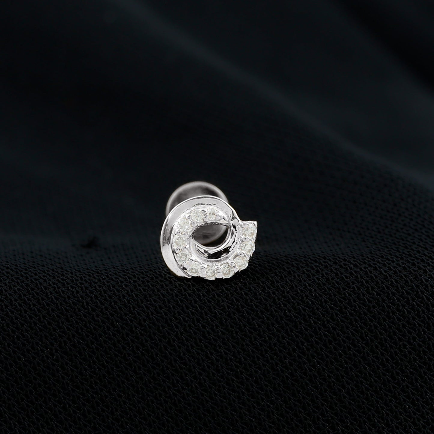 Certified Diamond Spiral Earring for Cartilage Piercing