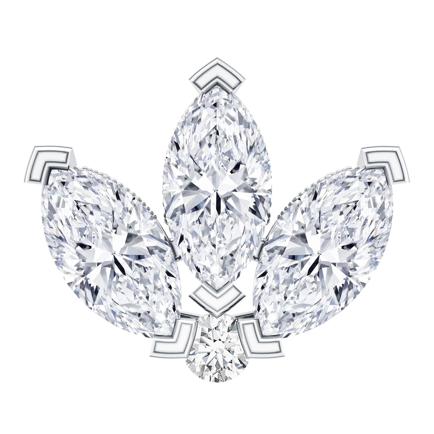Marquise Diamond Lotus Earring for Cartilage Piercing