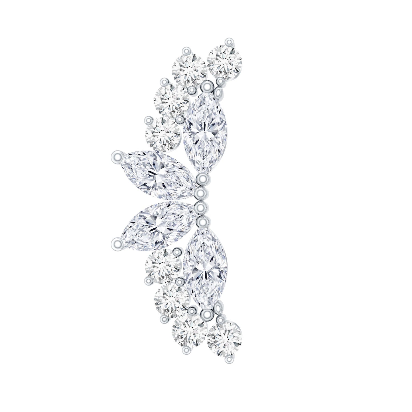 Unique Diamond Crawler Earring for Cartilage Piercing