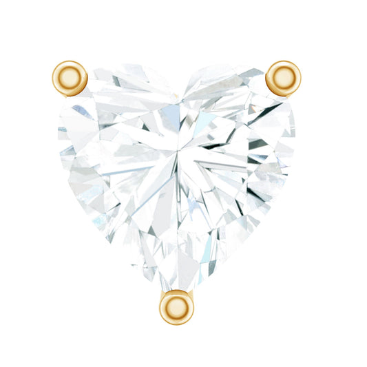 Solitaire Diamond Heart Earring with Flat Back