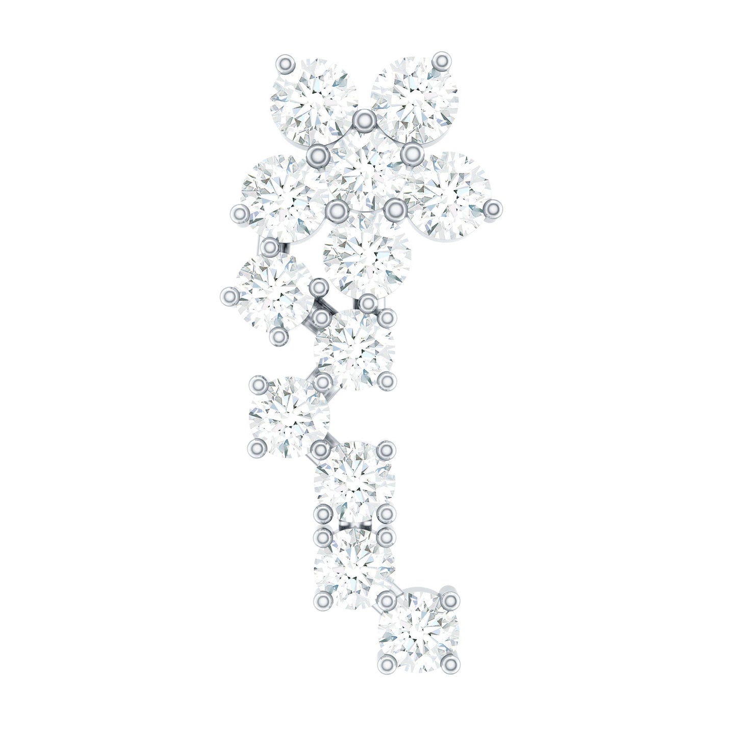 Diamond Floral Cluster Earring for Helix Piercing
