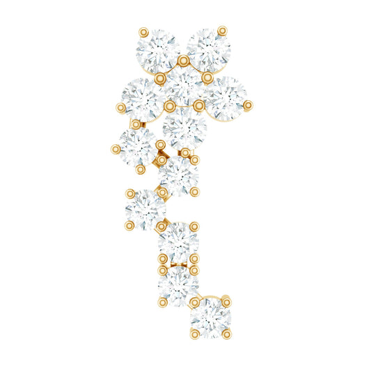 Diamond Floral Cluster Earring for Helix Piercing