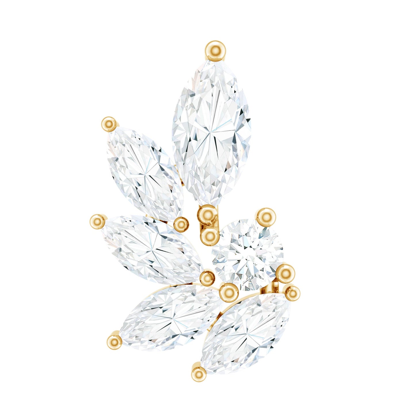 Marquise Diamond Leaf Cluster Earring for Cartilage Piercing
