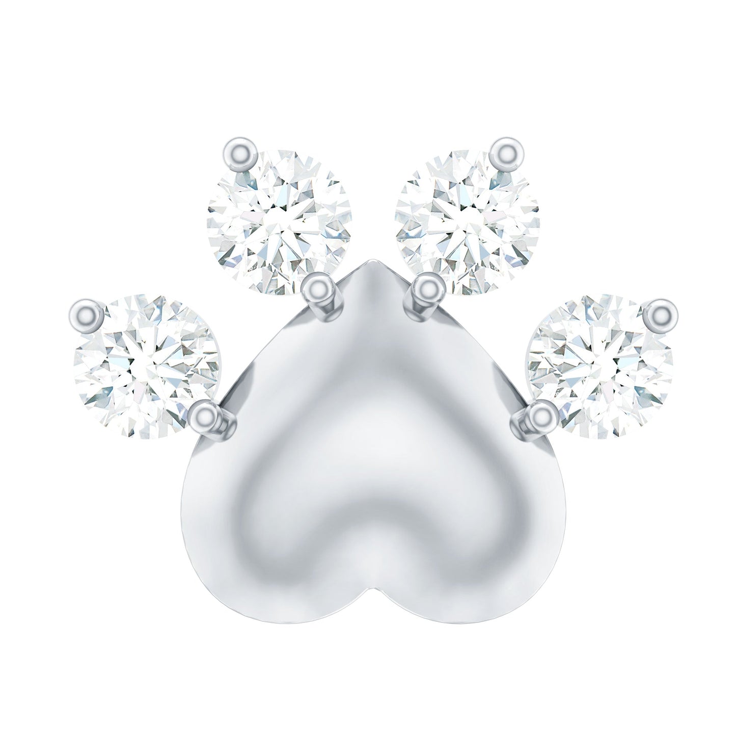 Diamond and Heart Dog Paw Print Cartilage Earring