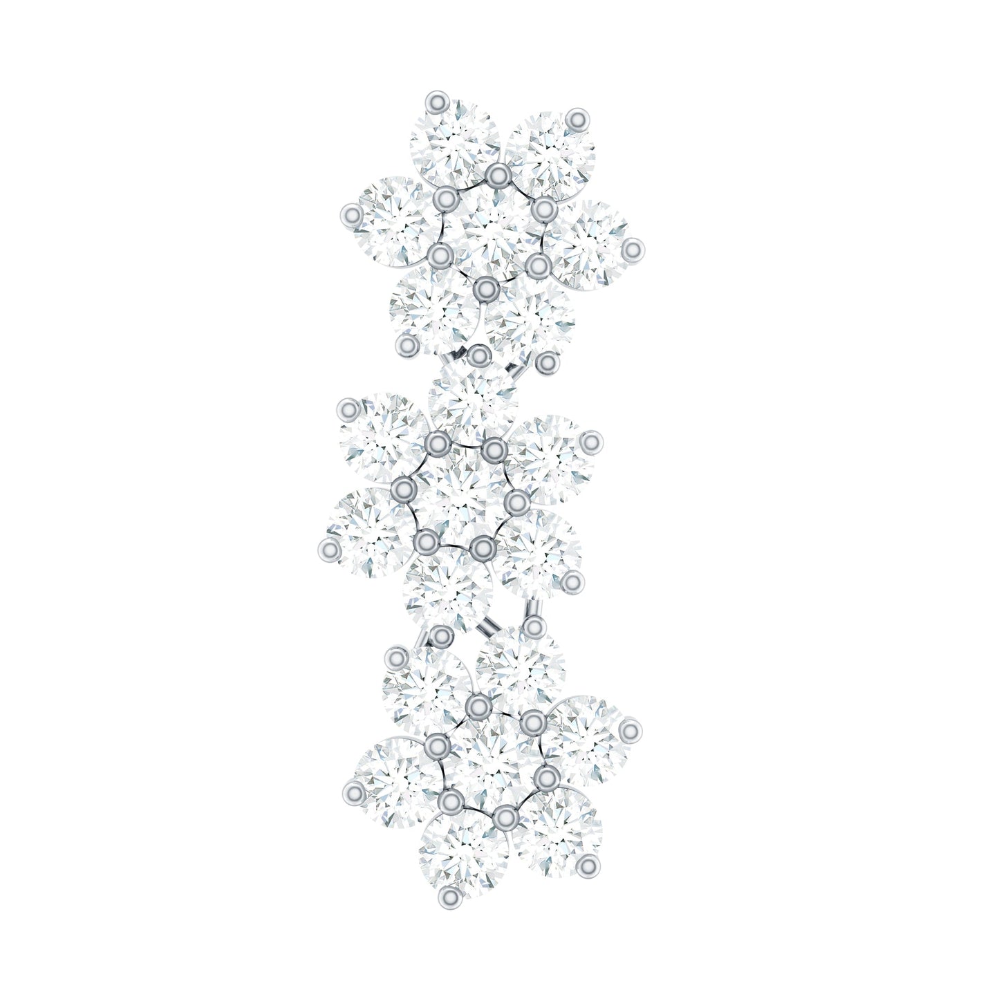 Diamond Three Flower Crawler Earring for Helix Piercing