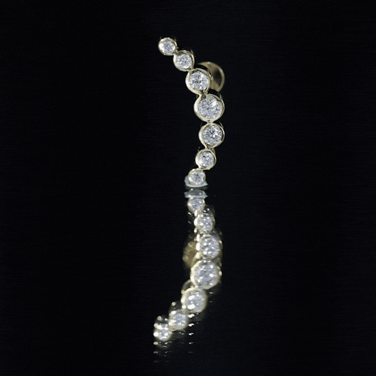 Graduated Diamond Crawler Helix Earring in Bezel Set