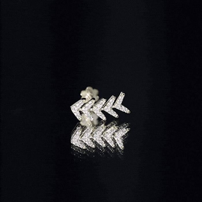 Minimalist Diamond Leaf Crawler Earring for Helix Piercing