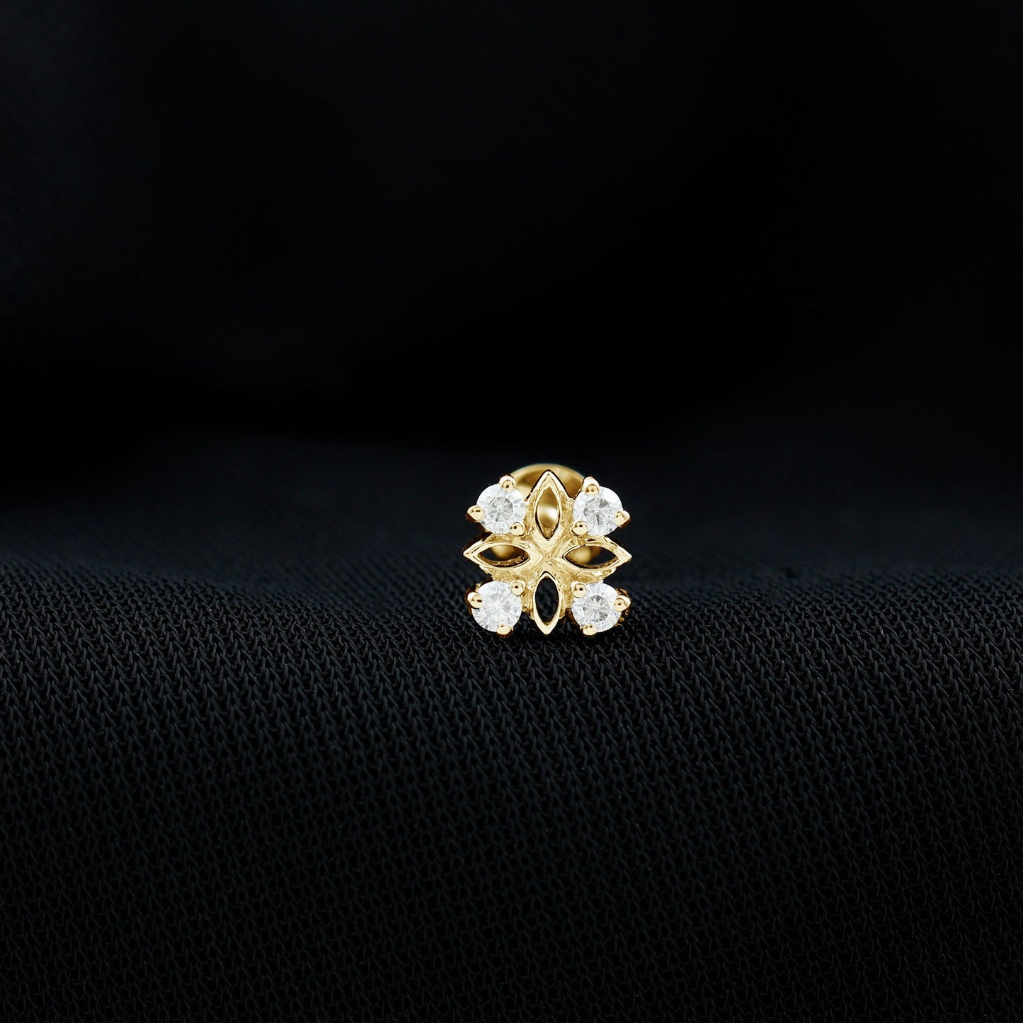 Nature Inspired Certified Diamond Flower Earring for Helix Piercing