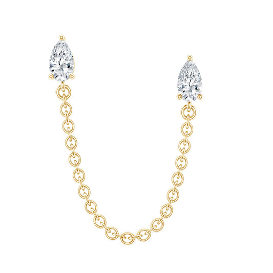 Pear Shape Diamond Chain Double Piercing Earring