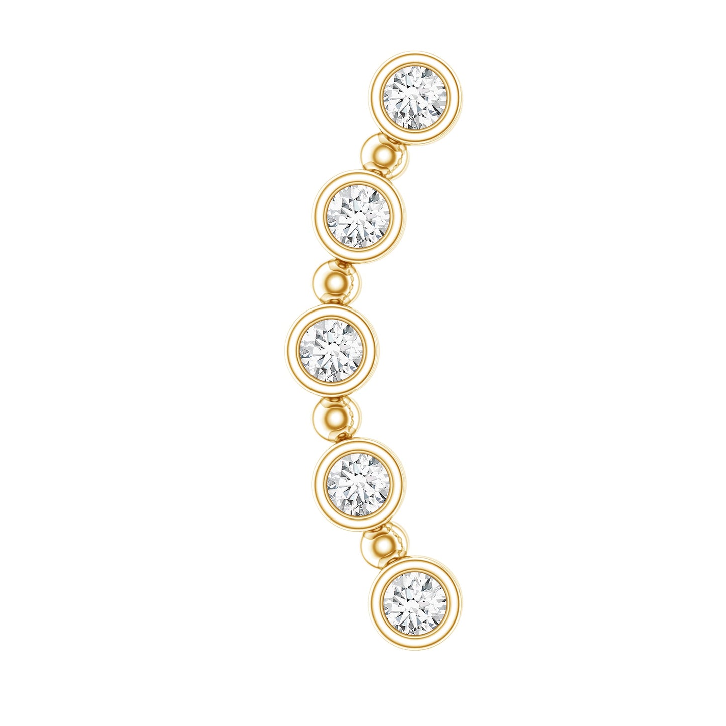 Bezel Set Diamond Crawler Earring for Cartilage Piercing
