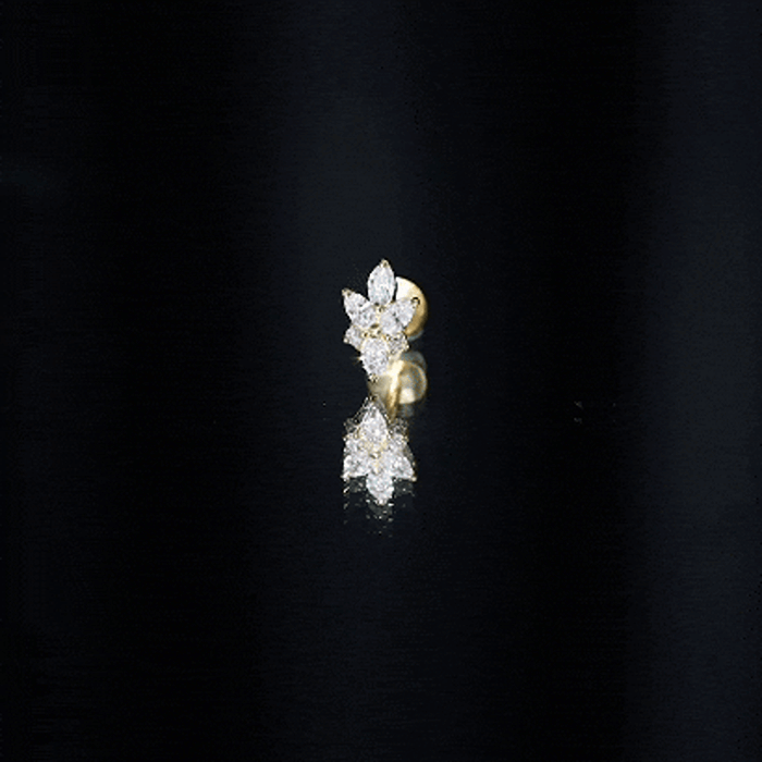 Marquise Diamond Cluster Flower Earring with Flat Back