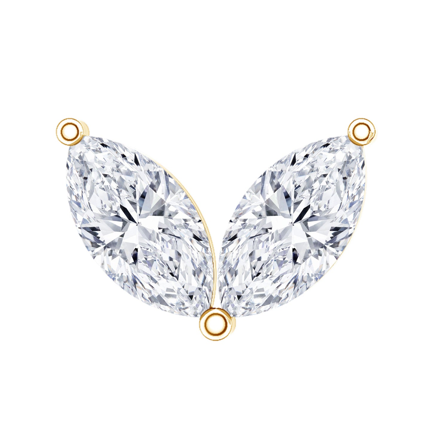 Marquise Diamond Two Stone Earring for Tragus Piercing