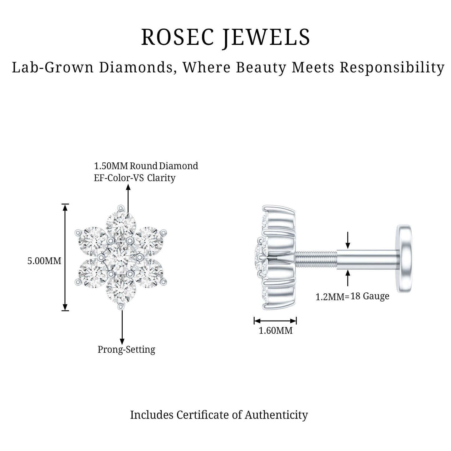 Simple Diamond Flower Cartilage Earring