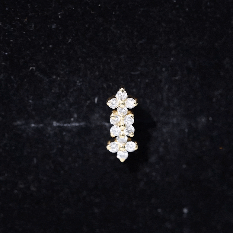 Diamond Flower Crawler Earring for Helix Piercing