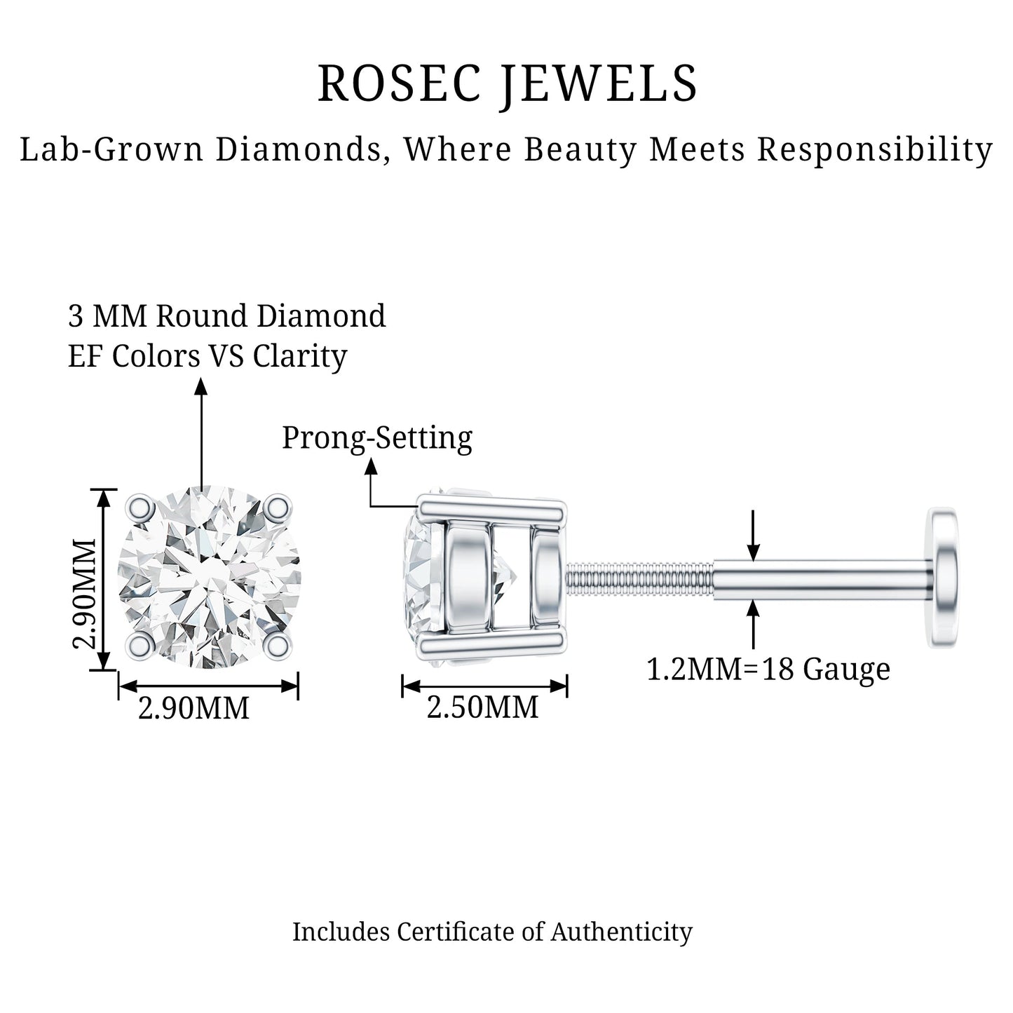 Minimalist Diamond Solitaire Conch Earring