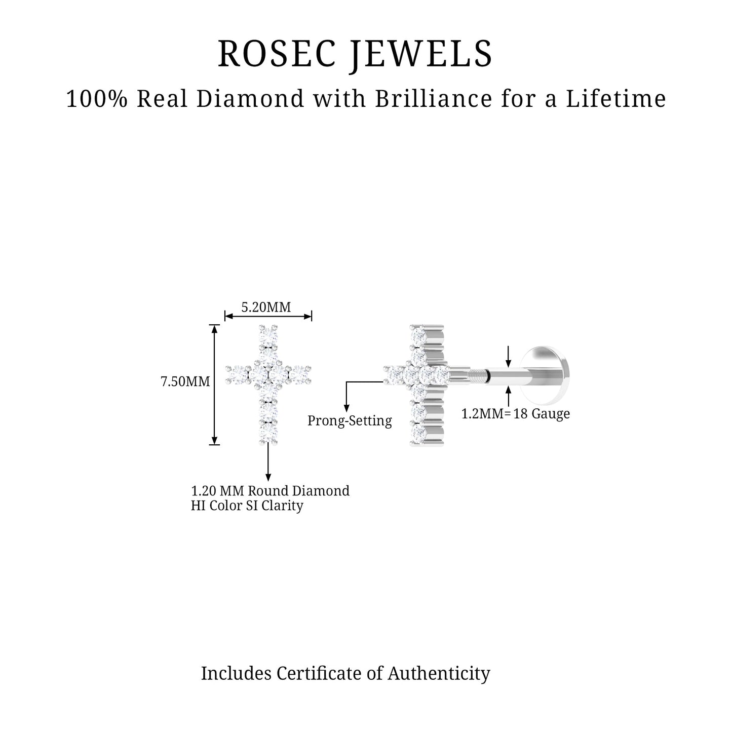 Minimalist Diamond Cross Cartilage Earring