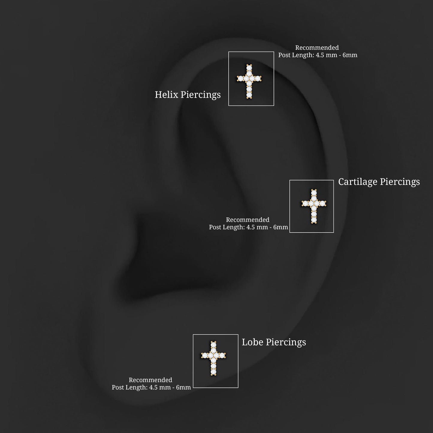 Minimalist Diamond Cross Cartilage Earring