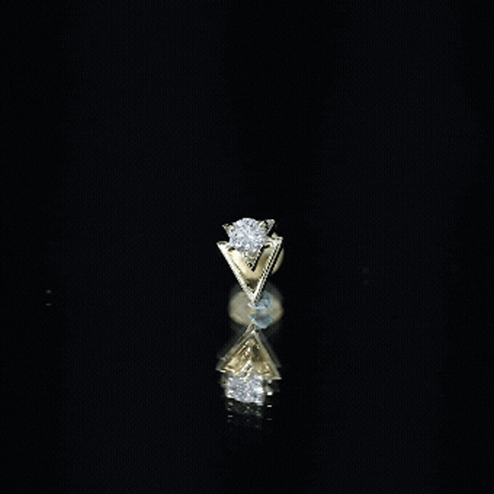 Simple Diamond Solitaire Triangle Cartilage Earring
