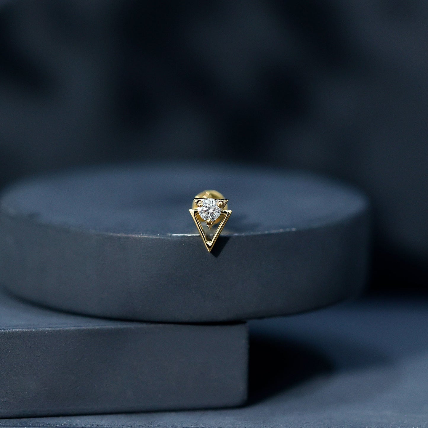 Simple Diamond Solitaire Triangle Cartilage Earring