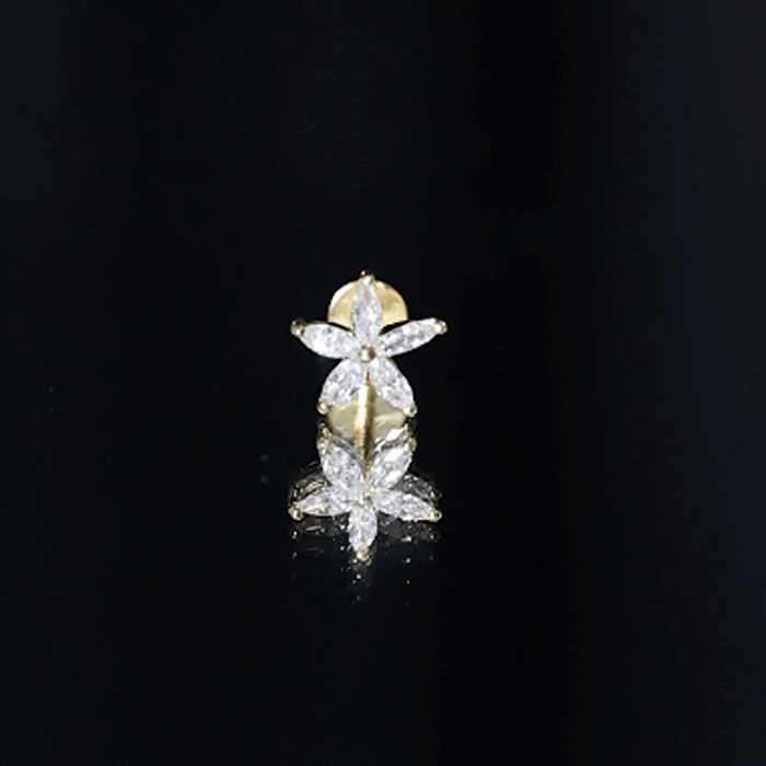 Marquise Diamond Floral Upper Lobe Earring