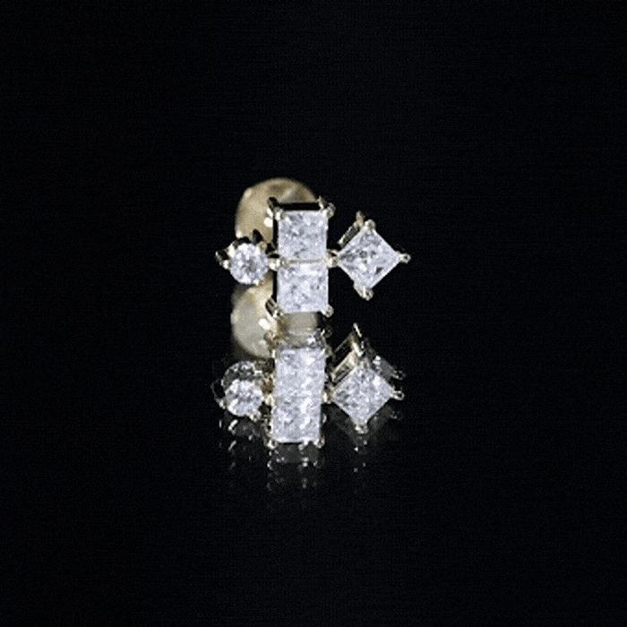 Princess Cut Diamond Helix Piercing Earring for Women
