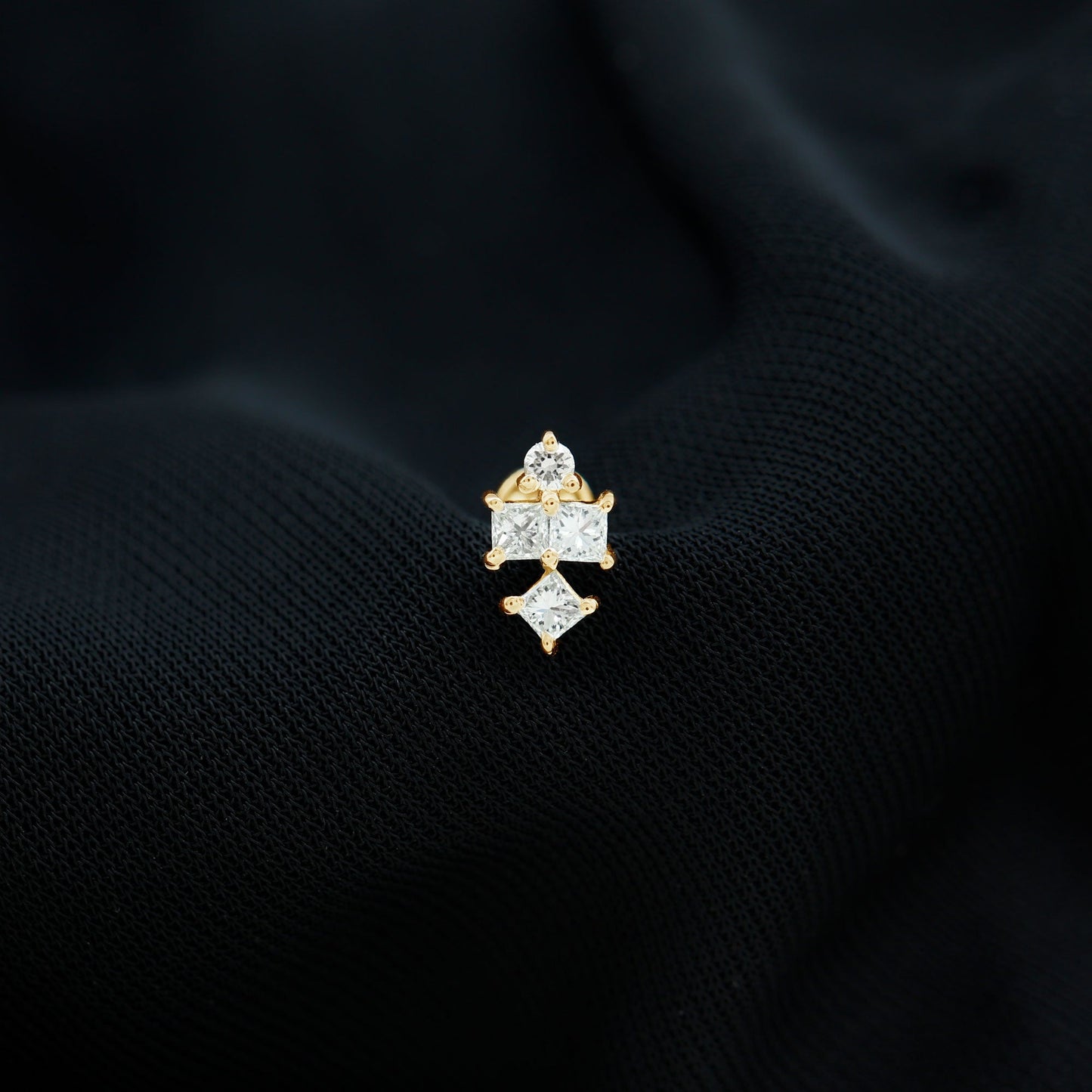 Princess Cut Diamond Helix Piercing Earring for Women