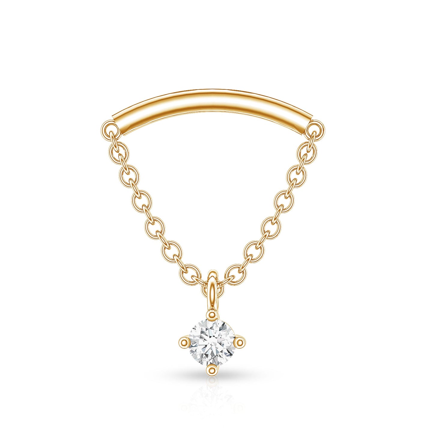 Single Diamond Hidden Helix Earring with Chain