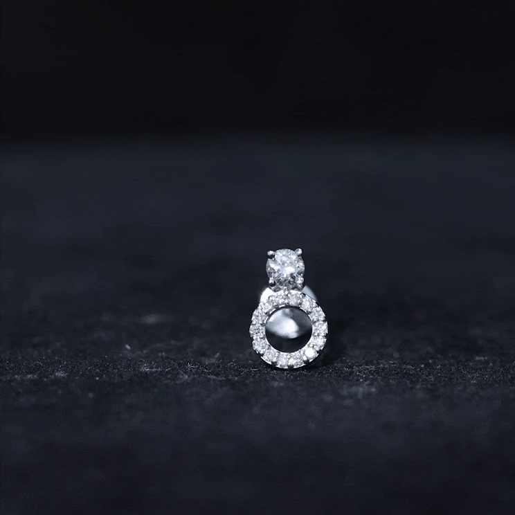 Minimalist Diamond Open Circle Helix Earring