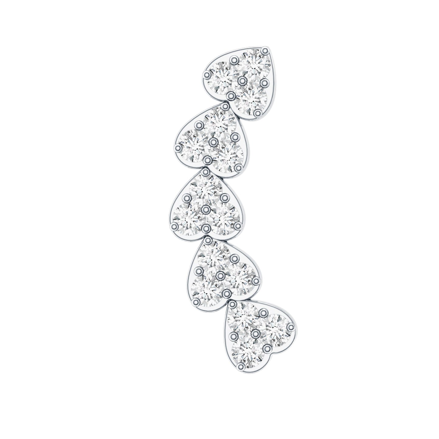 Diamond Heart Crawler Earring for Helix Piercing
