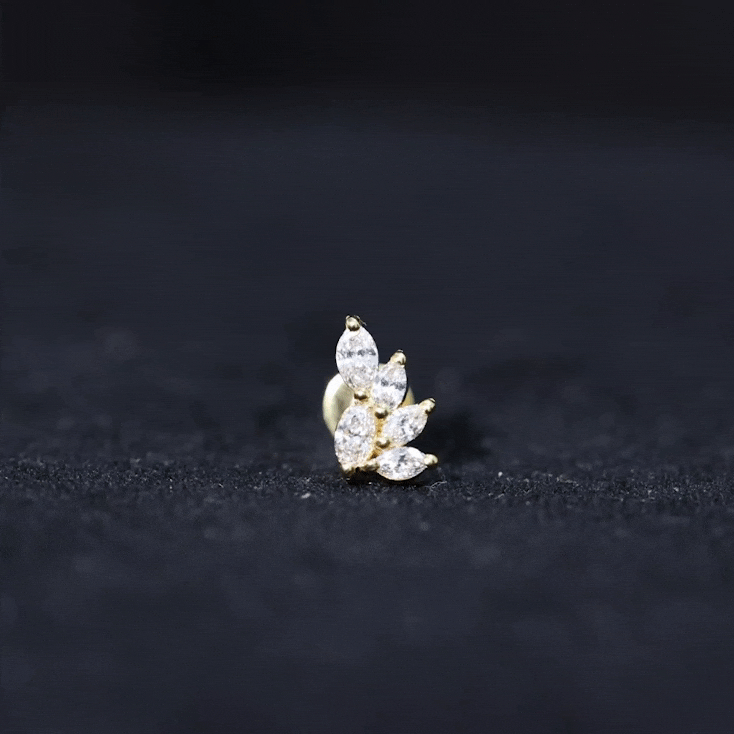 Nature Inspired Marquise Diamond Cluster Earring for Helix