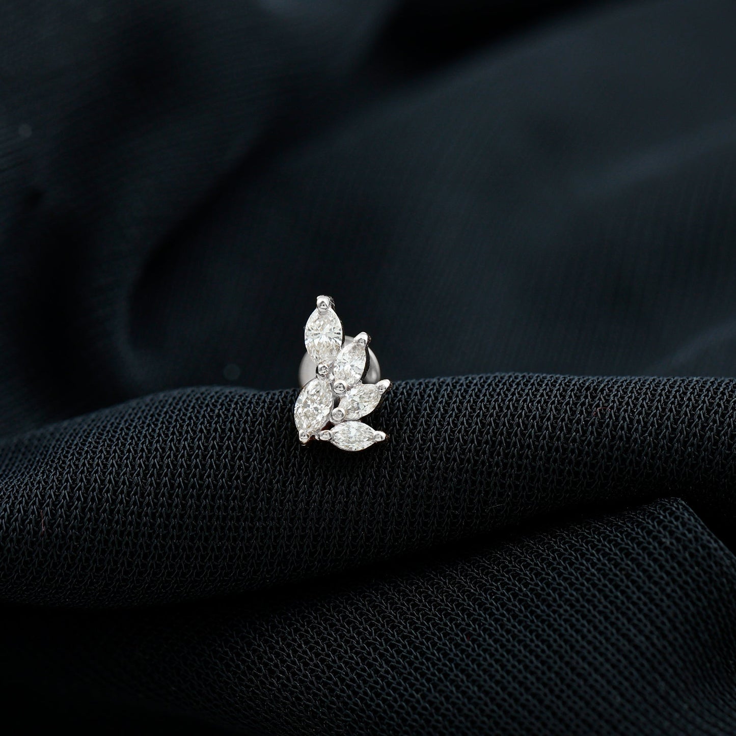 Nature Inspired Marquise Diamond Cluster Earring for Helix